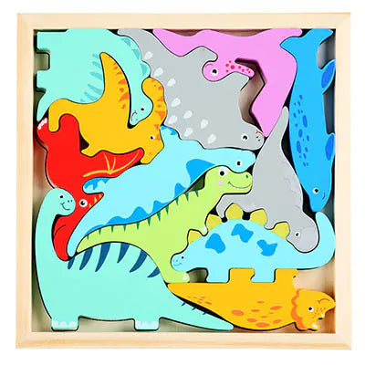 Puzzle en Bois 3D Animaux de Dessin Animé pour l'Apprentissage Précoce