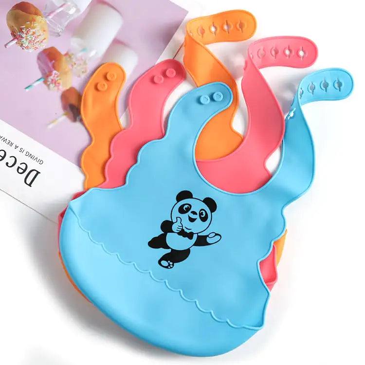 Bavoir en Silicone Alimentaire pour Bébé avec Poche à Salive