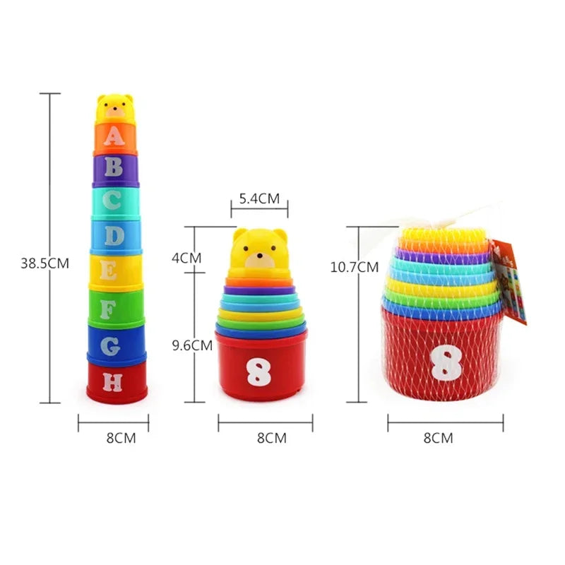 Stacking Game Cup Children Board Game Hand Speed Competition Fold Cup with Numbers Letters Shapes Early Education Puzzle Toy