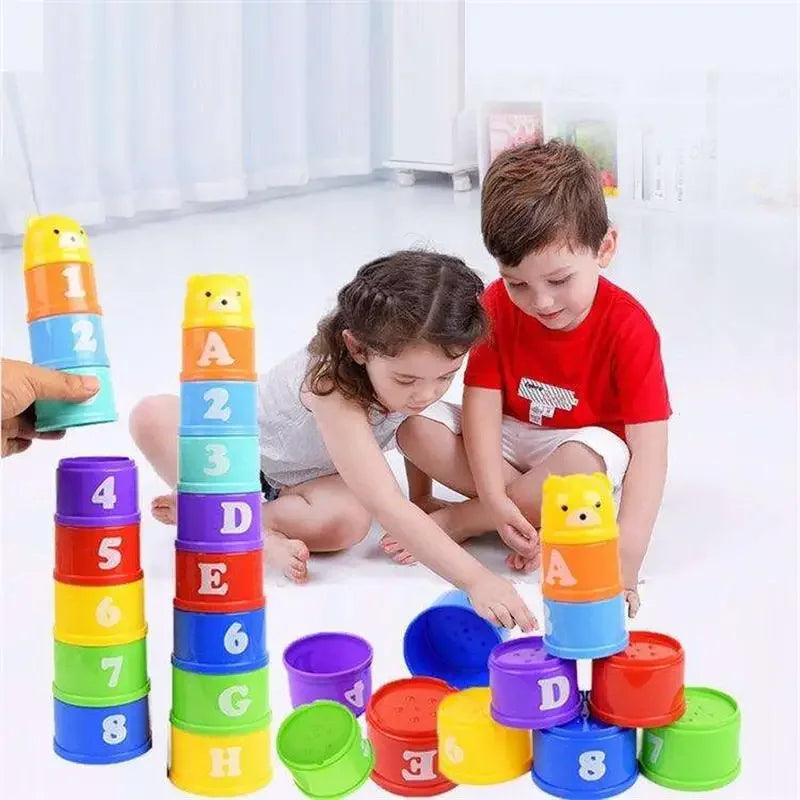 Stacking Game Cup Children Board Game Hand Speed Competition Fold Cup with Numbers Letters Shapes Early Education Puzzle Toy