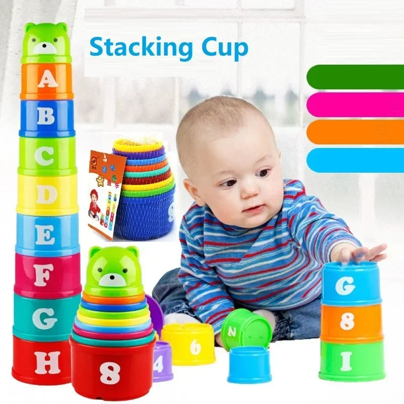 Stacking Game Cup Children Board Game Hand Speed Competition Fold Cup with Numbers Letters Shapes Early Education Puzzle Toy